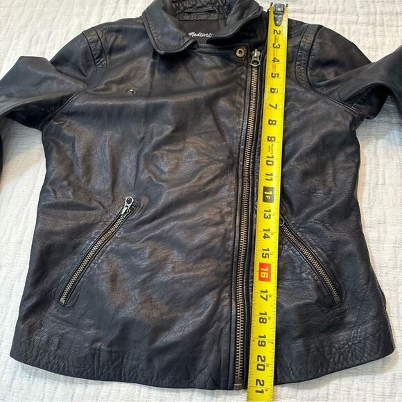 Madewell Black Washed Leather Moto Biker Jacket Women's Size Small  FLAWED*** - Picture 11 of 16